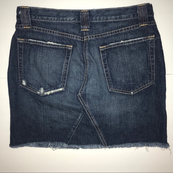 J Crew Denim Frayed Didtressed Mini Skirt Sz 30 - Picture 7 of 8